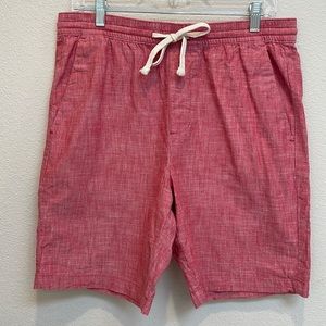 Red linen shorts